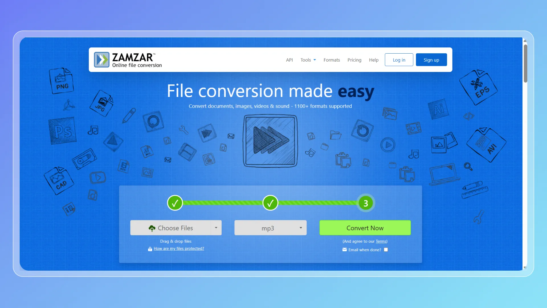 3.Zamzar — Best for Simple One-Off M4A to MP3 Conversion