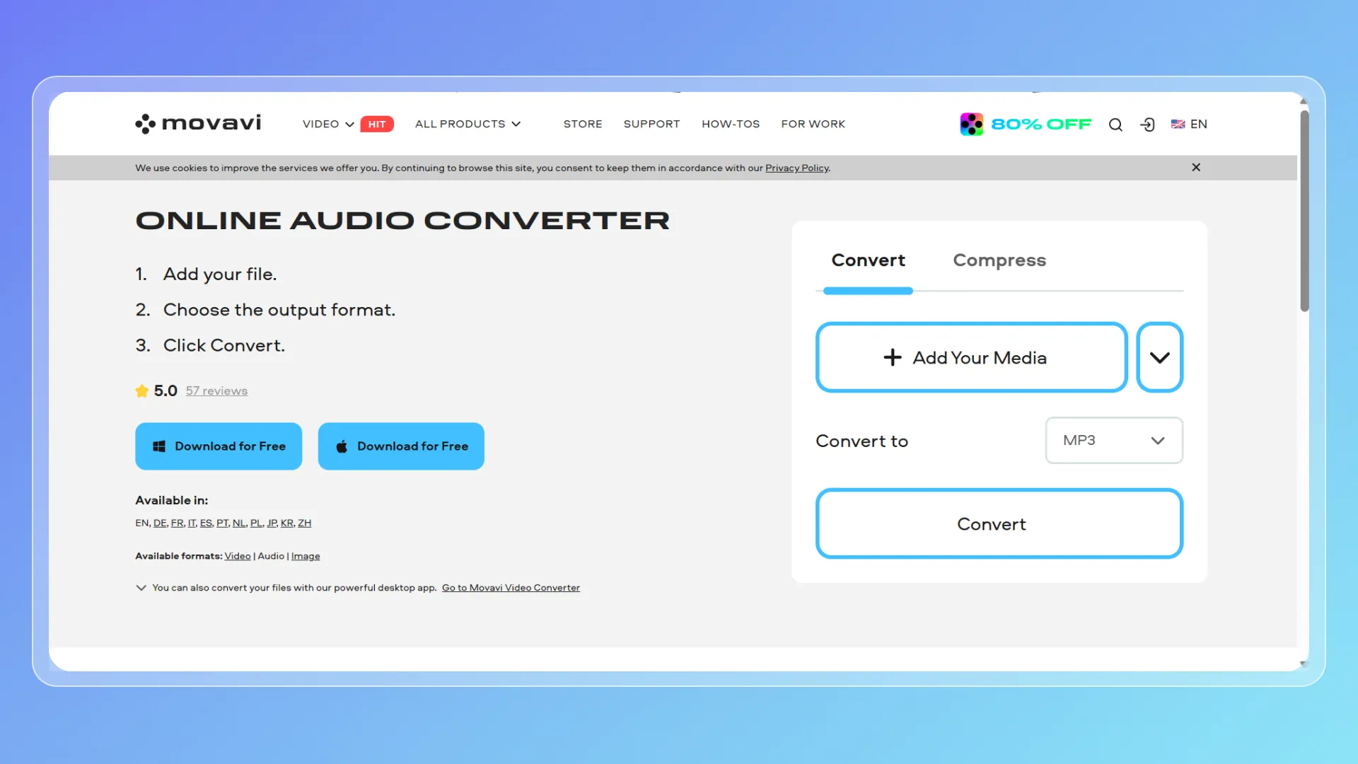 6.Movavi Online — Best Beginner-Friendly Audio Converter