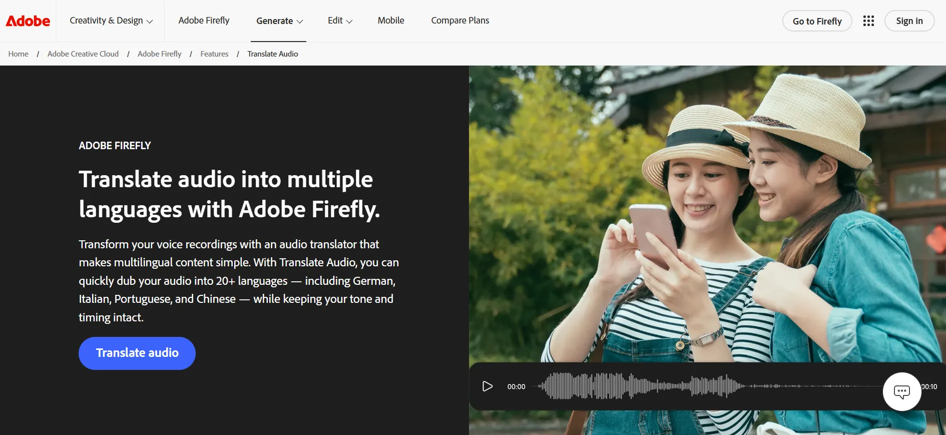7. Adobe Firefly — Best for Creative and Enterprise Dubbing Workflows