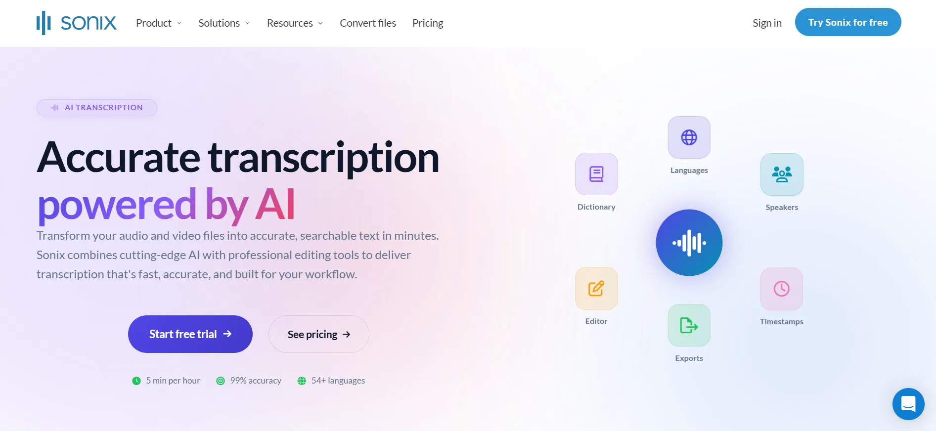 4. Sonix — Best for Media Professionals and Multilingual Transcription