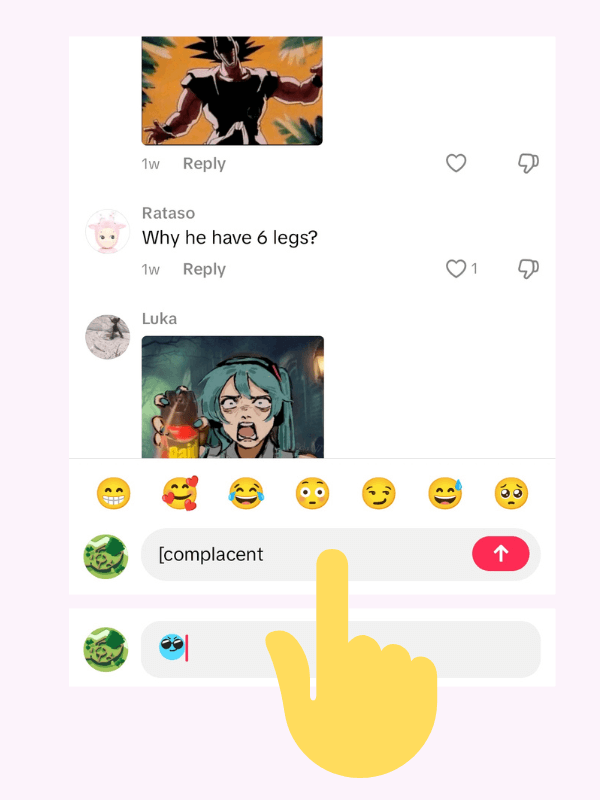 Paste emoji code in TikTok comments