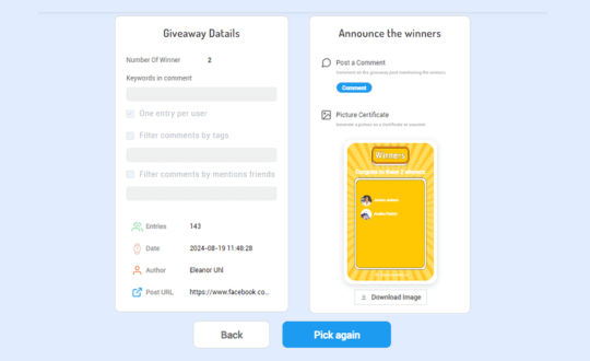 Step 3: Select and Announce the Winner - EasyComment