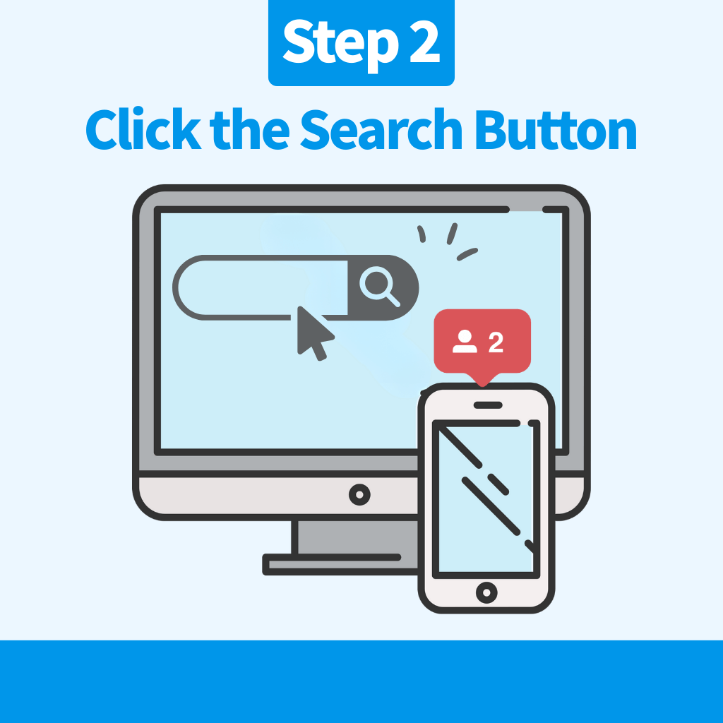 Click the search button to see follower count
