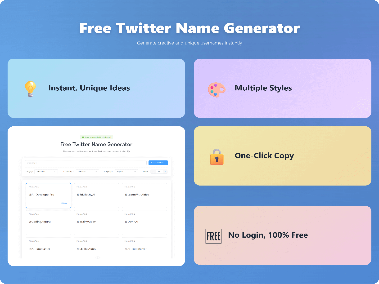 Twitter Name Generator by TweetGrok